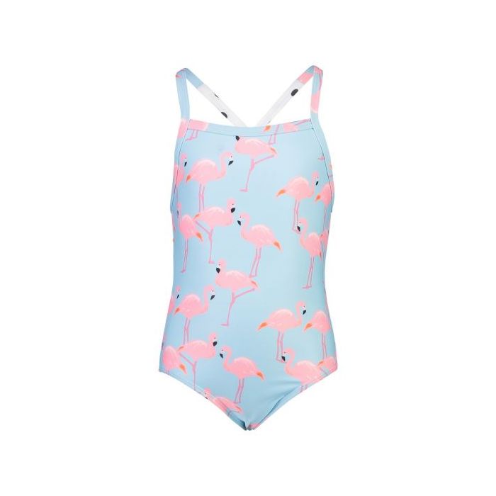 Snapper Rock - Badpak X Back  voor meisjes - Flamingo Social - Lichtblauw
