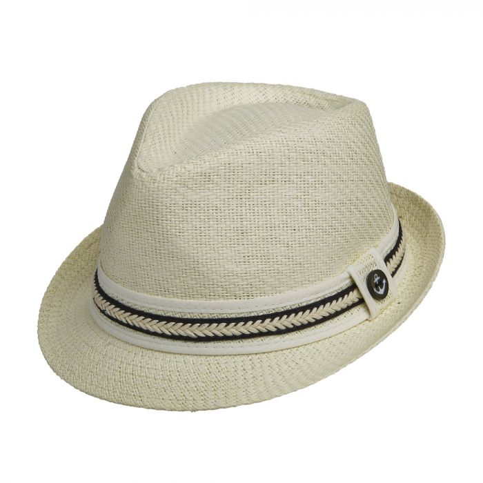 Tropical Trends - Papier gevlochten Fedora hoed voor dames - Zwart