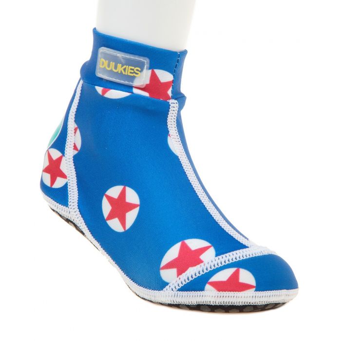 Duukies - Jongens UV-strandsokken - Star Red - Blauw 