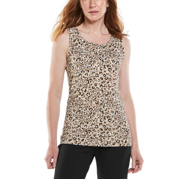 Coolibar - UV Tank Top voor dames - Morada Everyday - Donker Taupe Cheetah