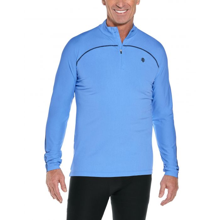 Coolibar - UV Zwemshirt voor heren - Longsleeve - Nocona Zip - Surf Blauw
