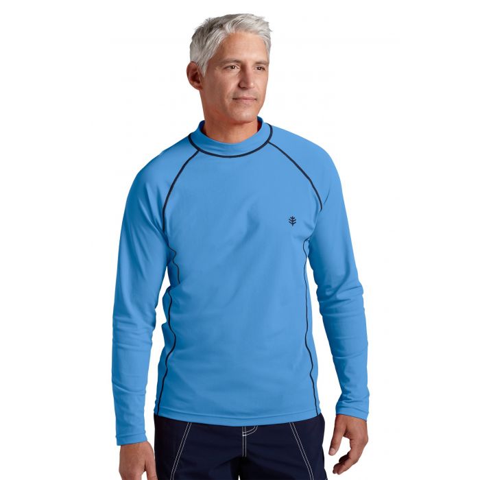 Coolibar - UV Zwemshirt voor heren - Longsleeve - Tulum Rash - Surf Blauw