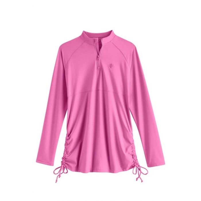 Coolibar - UV-zwemshirt voor meisjes - Lawai Ruche - Effen - Roze
