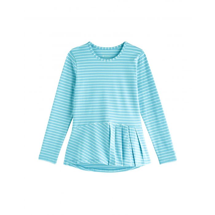 Coolibar - UV Shirt voor meisjes - Longsleeve - Aphelion Tee - Ijsblauw/Wit