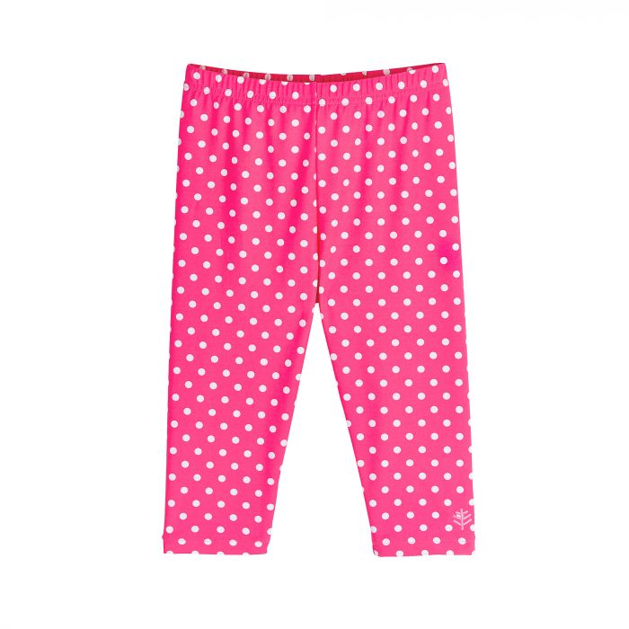 Coolibar - UV-zwemcapri voor meisjes - roze met witte polka stippen