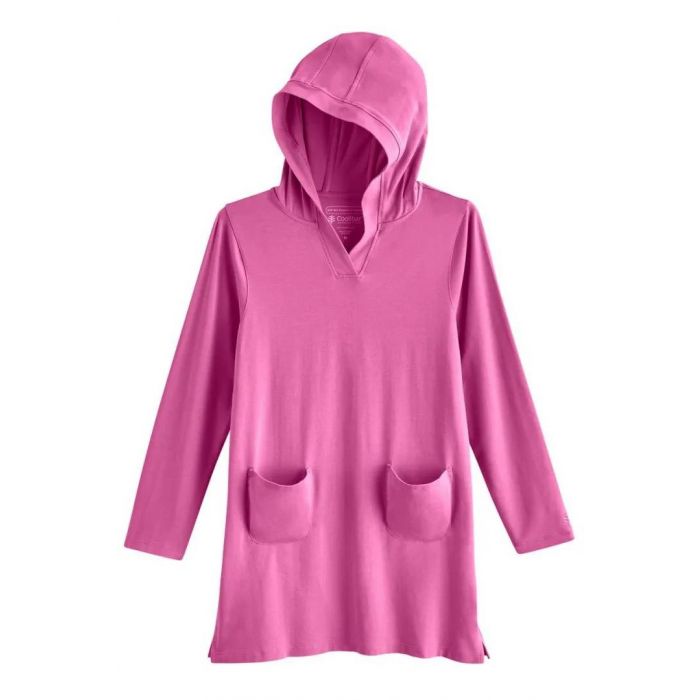 Coolibar - UV Cover-up strandjurk voor meisjes - Catalina - Effen - Roze