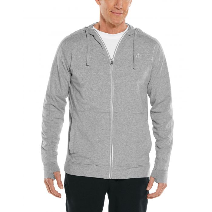 Coolibar - UV-werende full zip hoodie voor heren - LumaLeo Zip-Up - Grijs