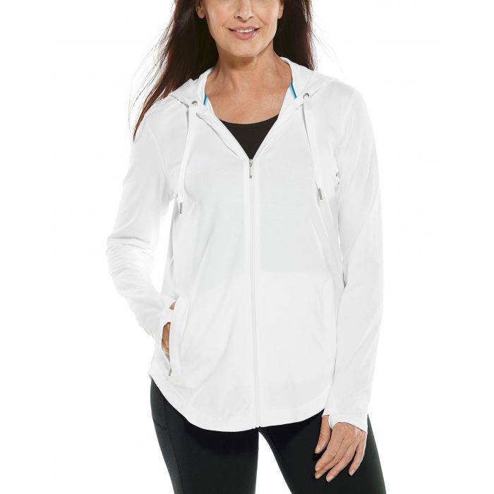 Coolibar - UV-werende Full zip hoodie voor dames - LumaLeo Zip-Up - Wit