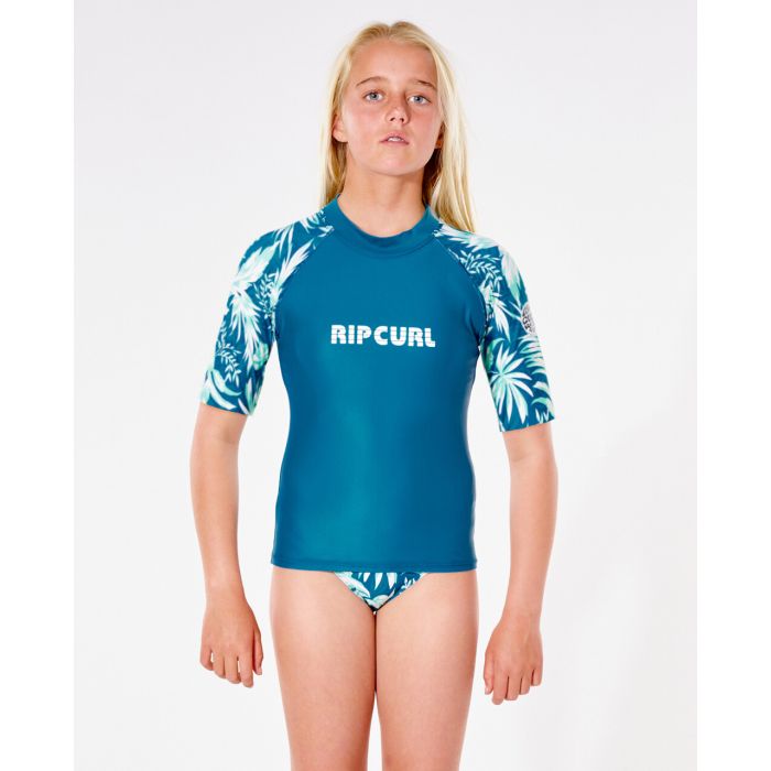 Rip Curl - UV-zwemset voor meisjes - Sun Rays - Korte mouw - 3-delig - Dark Teal