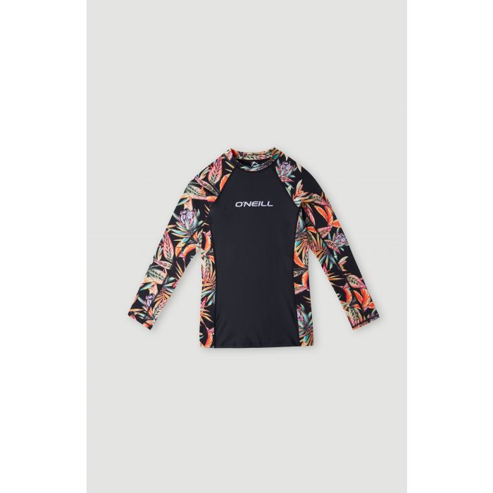 O'Neill - UV-Zwemshirt met lange mouwen voor meisjes - UPF50+ - Printed Skin - Black Tropical Flower