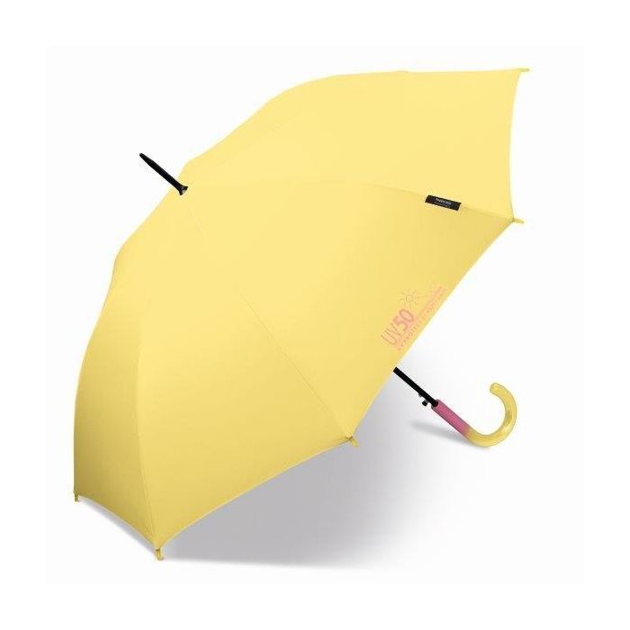 Happy Rain - Lange paraplu met UV bescherming - Automatisch - Geel
