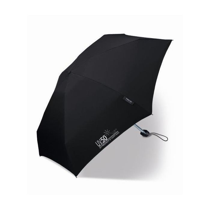Happy Rain - Platte mini paraplu met UV bescherming - Handmatig - Zwart