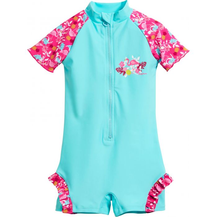 Playshoes - UV-zwempakje voor meisjes - Flamingo - Aquablauw / roze