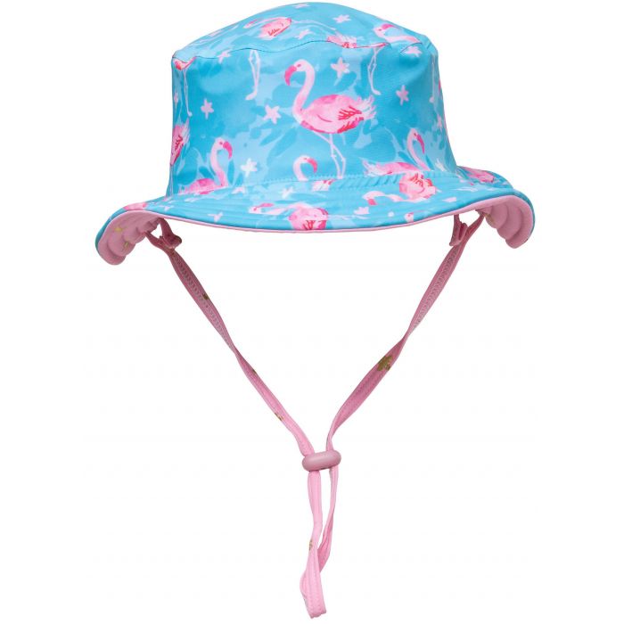 Snapper Rock - UV Bucket hoed voor kids - Tweezijdig - Flamingo Star - Blauw/Roze