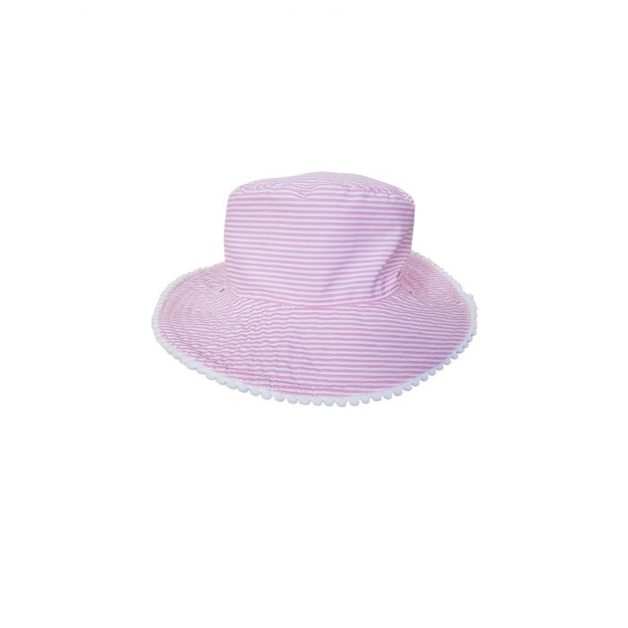 Snapper Rock - UV Bucket hat voor kinderen - Gestreept - Roze/Wit
