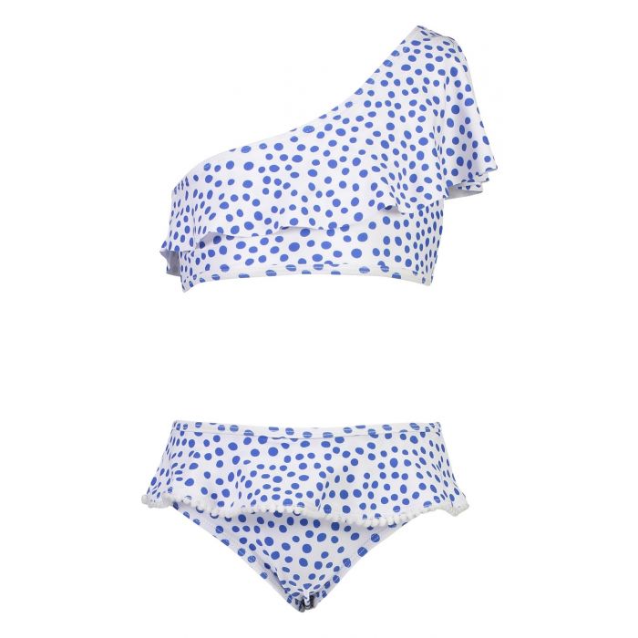 Snapper Rock - One-Shoulder Bikini voor meisjes - Cheetah Spot - Wit/Blauw
