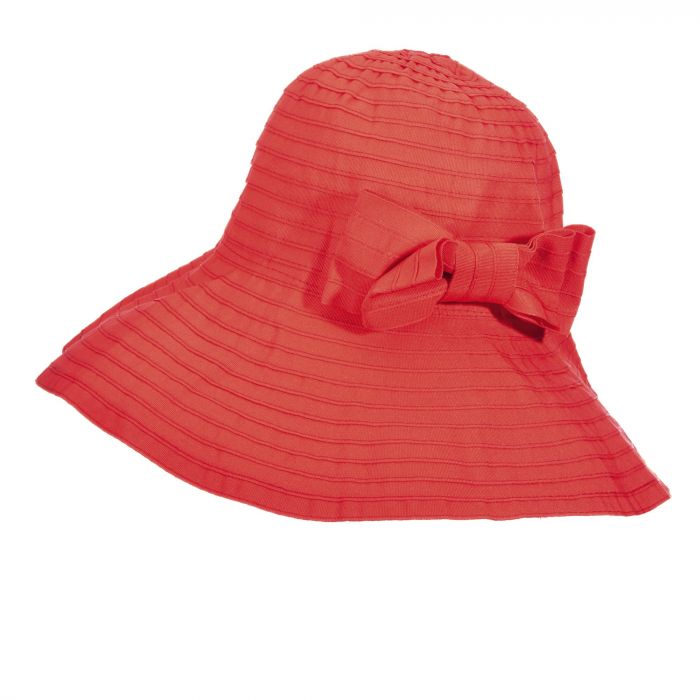 Scala - Oprolbare hoed met strik voor dames - Rood