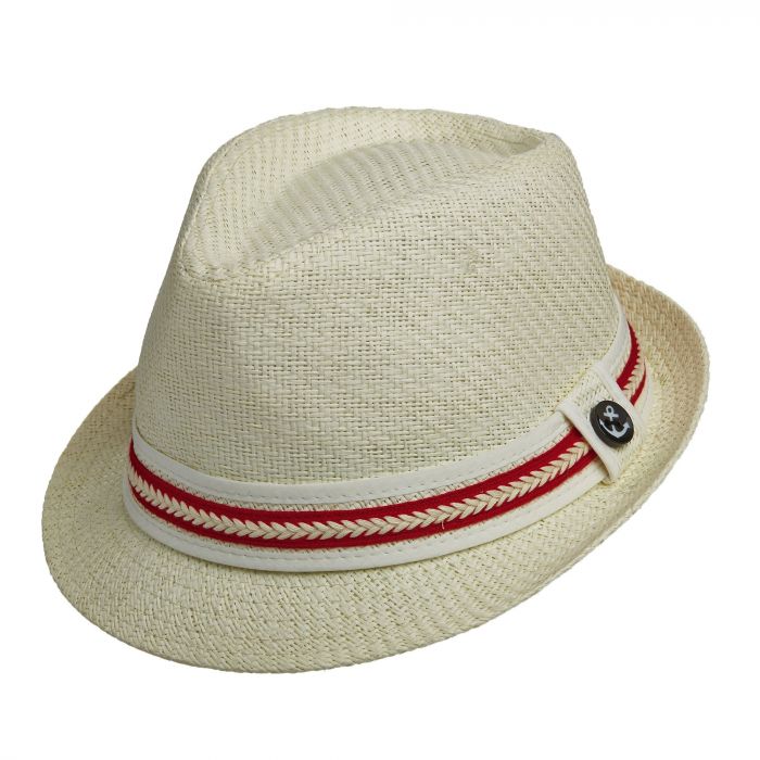 Tropical Trends - Papier gevlochten Fedora hoed voor dames - Rood
