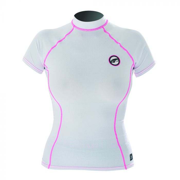 Prolimit - Zwemshirt voor dames met korte mouwen - Wit / roze