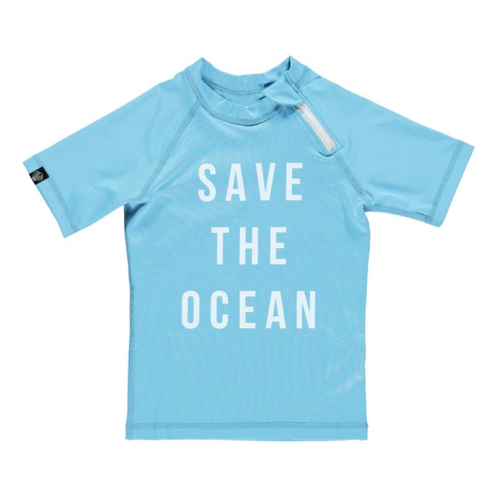 Beach & Bandits - UV-zwemshirt kind - Save the ocean - Blauw-wit