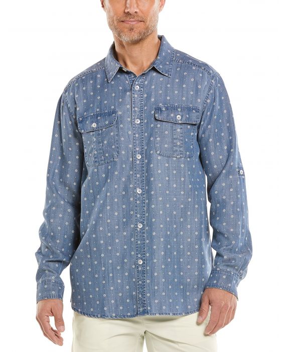 Coolibar - UV Overhemd voor heren - Carson Chambray - Indigoblauw