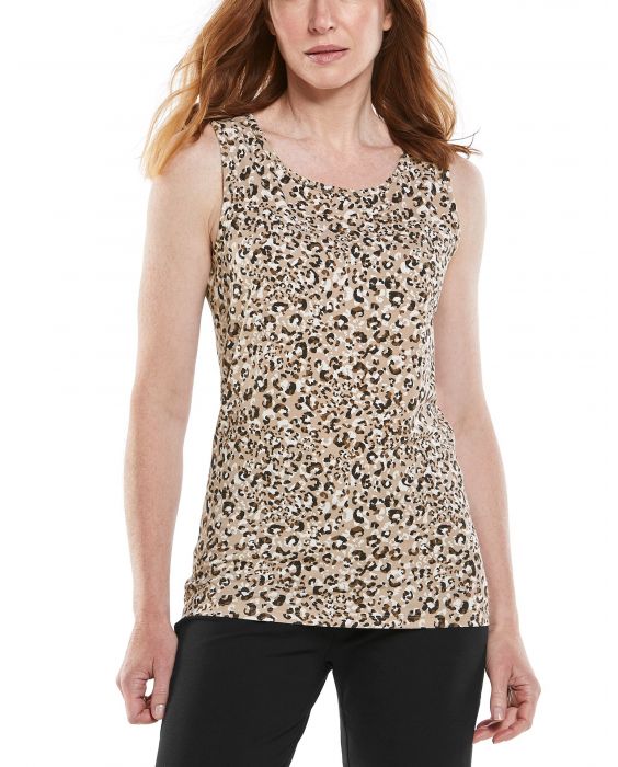 Coolibar - UV Tank Top voor dames - Morada Everyday - Donker Taupe Cheetah