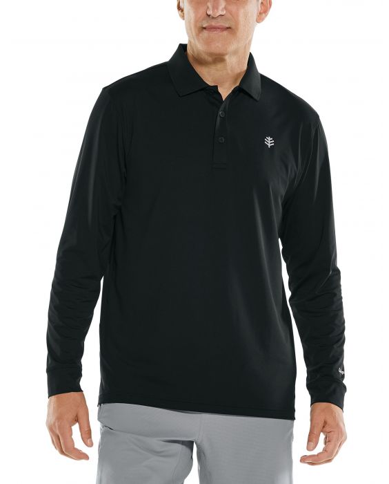 Coolibar - UV Sport Polo voor heren - Longsleeve - Erodym Golf - Zwart