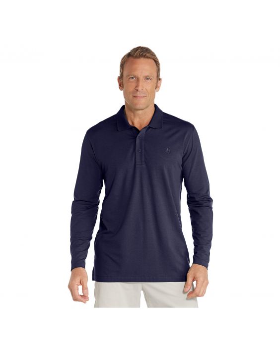 Coolibar - UV Poloshirt voor heren - Longsleeve - Coppitt - Navy