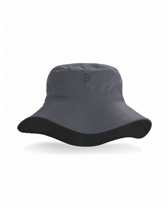 Coolibar - Omkeerbare UV Bucket Hoed voor volwassenen - Landon - Carbon/Zwart