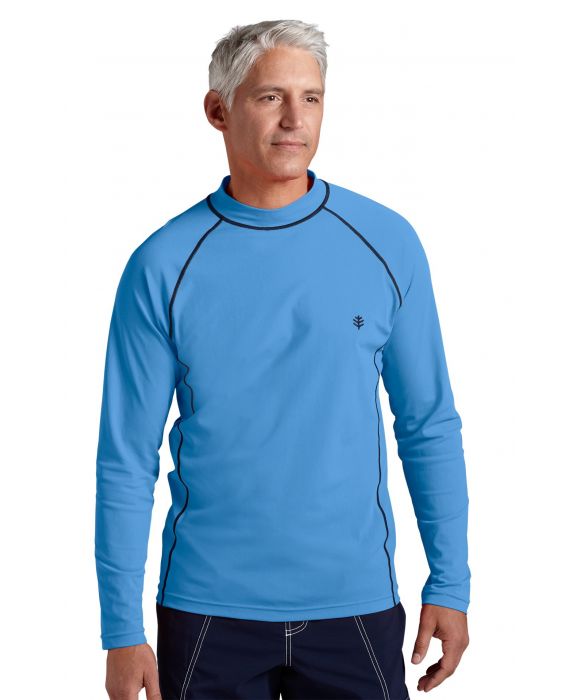 Coolibar - UV Zwemshirt voor heren - Longsleeve - Tulum Rash - Surf Blauw