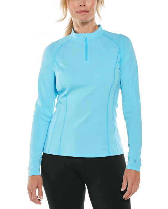 Coolibar - UV Zwemshirt voor dames - Longsleeve - Freestyle Rash - Ijsblauw