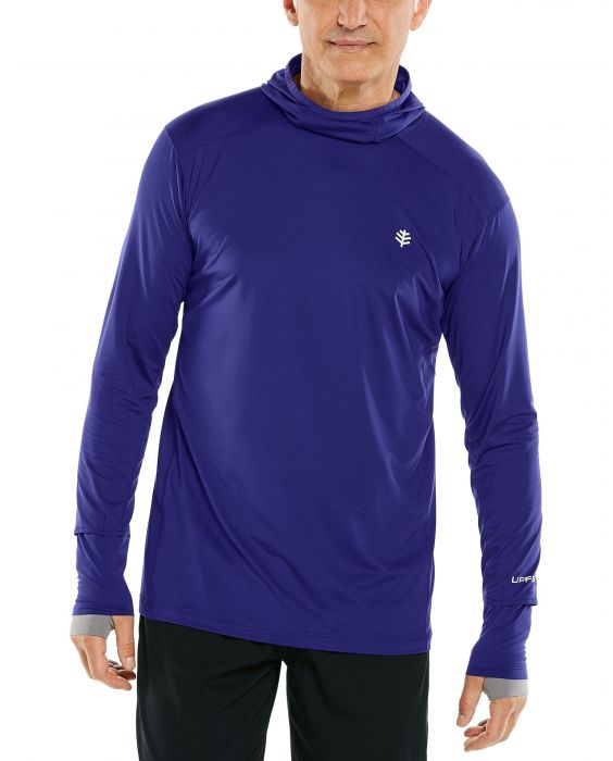 Coolibar - UV Sportshirt met capuchon voor heren - Longsleeve - Agility - Donkerblauw