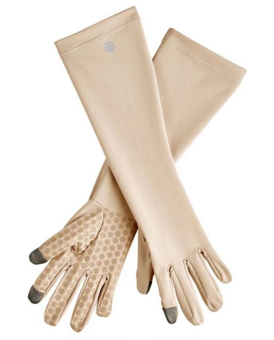 Coolibar - UV-handschoenen van gemiddelde lengte voor volwassenen - Bona - Beige