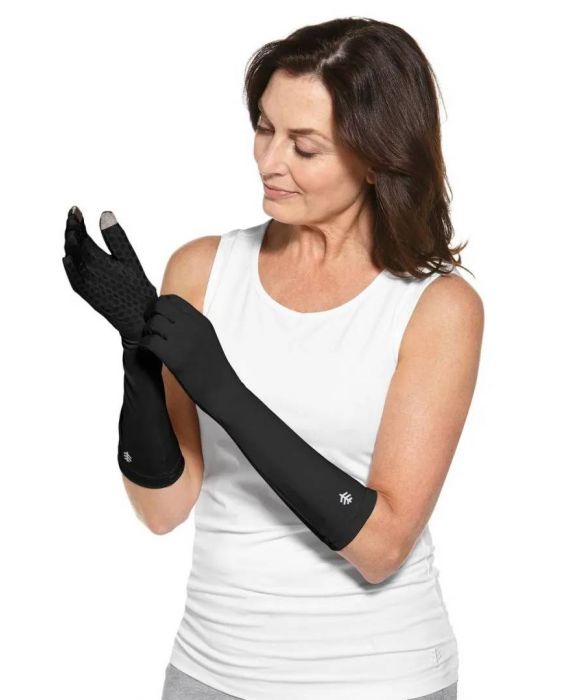 Coolibar - UV-handschoenen van gemiddelde lengte voor volwassenen - Bona - Zwart