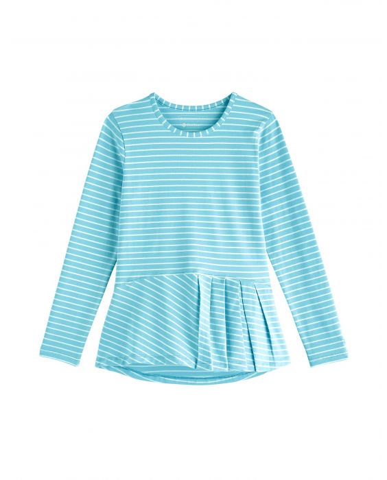 Coolibar - UV Shirt voor meisjes - Longsleeve - Aphelion Tee - Ijsblauw/Wit