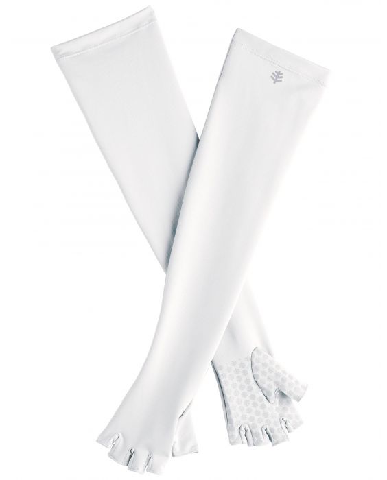 Coolibar - UV vingerloze handschoenen met lange mouw voor volwassenen - Perpetua - Wit