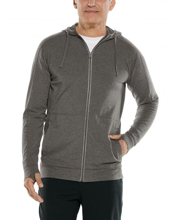 Coolibar - UV-werende full zip hoodie voor heren - LumaLeo Zip-Up - Houtskool