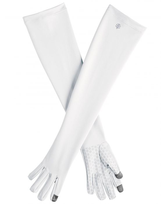 Coolibar - UV-werende handschoenen met lange mouw voor volwassenen - Culebra - Wit