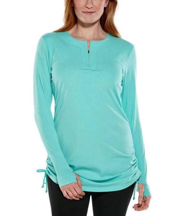 Coolibar - UV-zwemshirt voor dames - Hokulani Ruche - Effen - Tropical Mint 