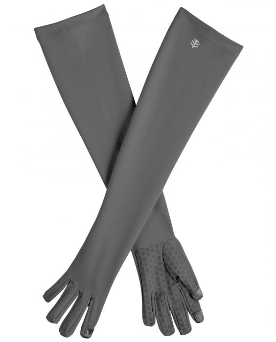 Coolibar - UV-werende handschoenen met lange mouw voor volwassenen - Culebra - Houtskool