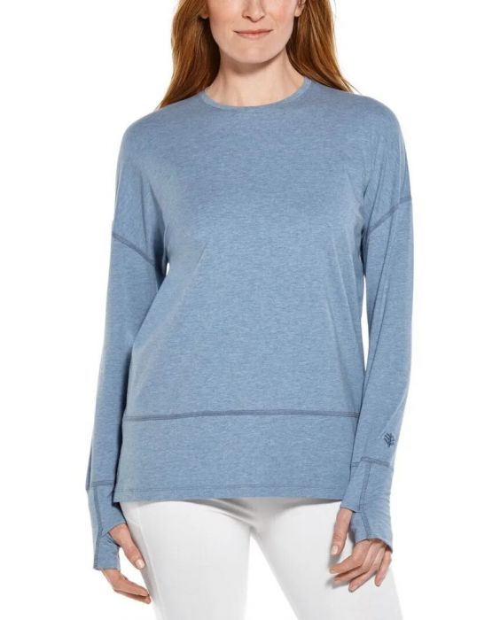 Coolibar - UV Relaxed Shirt voor dames - Lange mouw - LumaLeo - Heather - Lichtblauw