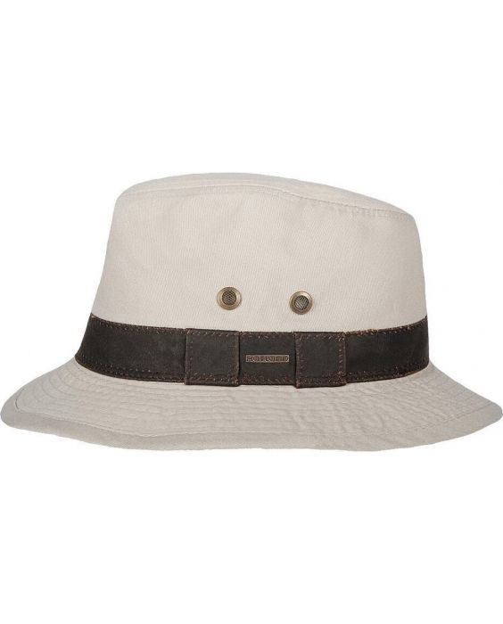 Hatland - UV Fedora hoed voor heren - Okaton - Gebroken wit