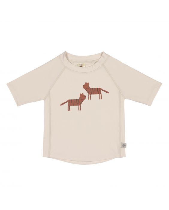 Lässig - UV-Shirt met korte mouwen voor kinderen - Twe tijgers - Offwhite