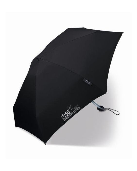 Happy Rain - Platte mini paraplu met UV bescherming - Handmatig - Zwart