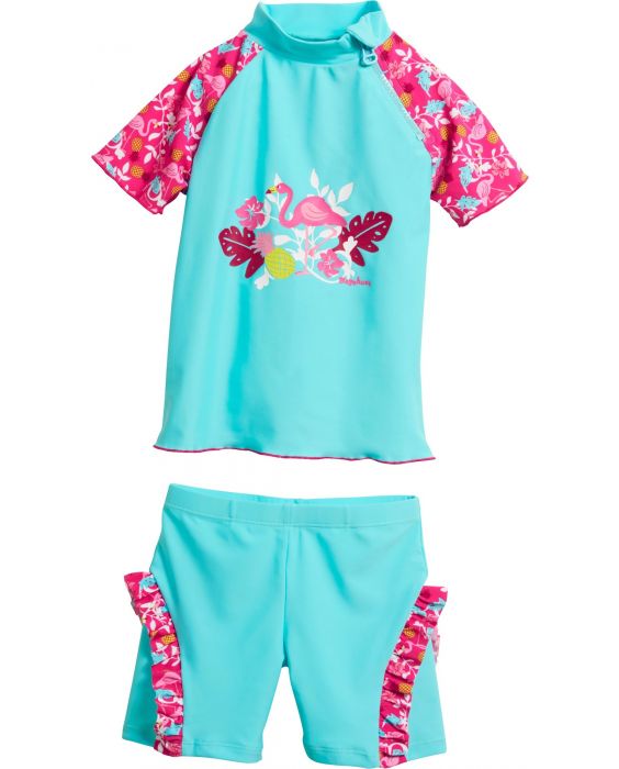 Playshoes - UV-zwempak tweedelig voor meisjes - Flamingo - Aqua / roze