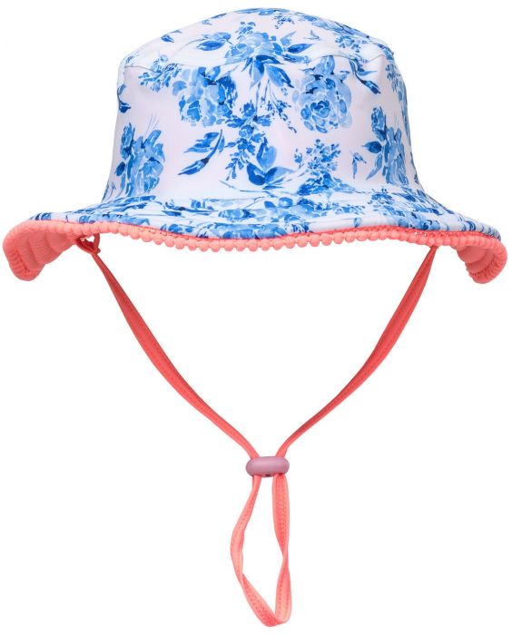 Snapper Rock - UV-buckethoed voor kids - Tweezijdig - Cottage Floral - Blauw/Roze