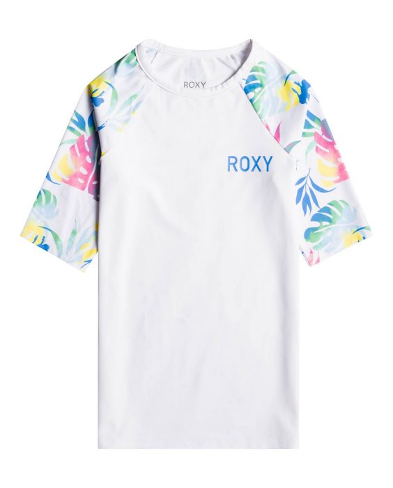 Roxy - UV Rashguard voor meisjes - Lycra geprinte mouw - Korte mouw - Bright White/Surf Trippin