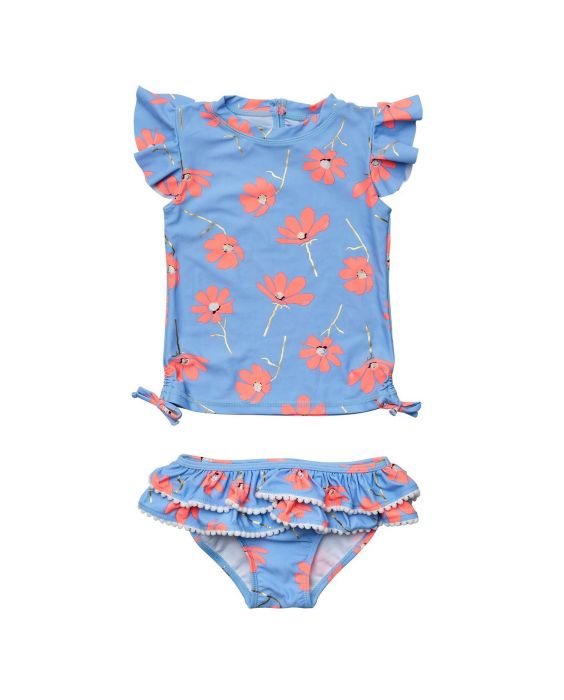 Snapper Rock - UV Zwemset voor baby's en kinderen - Korte mouw - Beach Bloom - Blauw/Roze