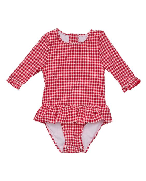 Snapper Rock - UV Zwempak voor baby's en meisjes - Lange mouw - Picnic Party - Rood