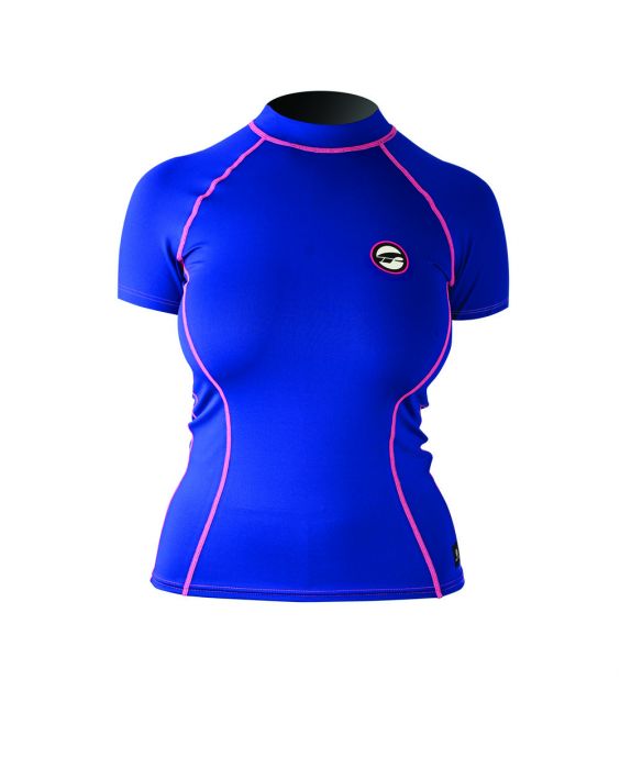 Prolimit - Zwemshirt voor dames met korte mouwen - Blauw / roze
